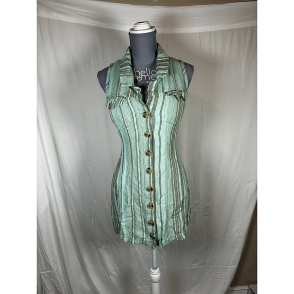 Urban Outfitters BDG SZ L Linen Button up Collar Open back Mini Shift Dress - Picture 1 of 5